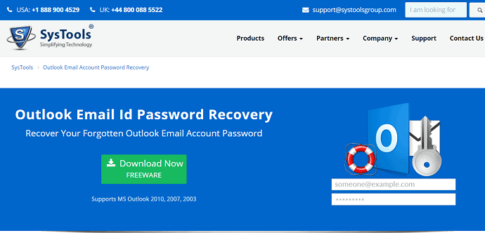 การกู้คืนรหัสผ่าน Systools Outlook