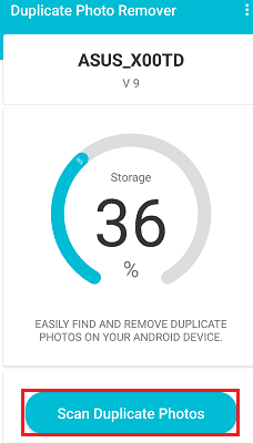 opção de digitalização de fotos duplicadas