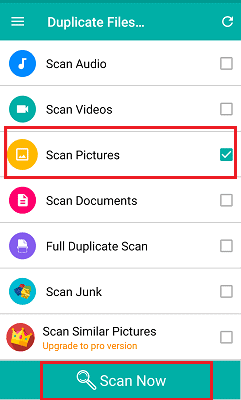 selezionare il file e fare clic sull'opzione di scansione