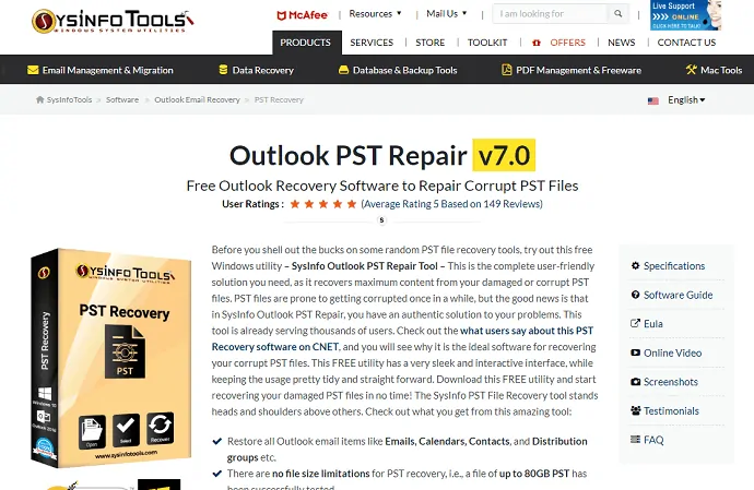 เครื่องมือการกู้คืน Sysinfo outlook