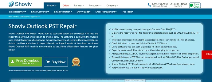 Shoviv Outlook PST onarım Aracı.