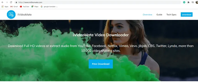 Downloader de vídeo iVideoMate.