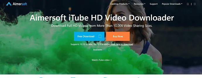 Downloader de vídeo Aimersoft iTube HD.