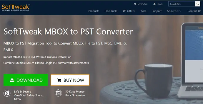 Strumento di conversione da Mbox a PST di Softweak