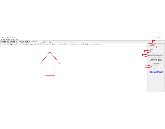 Etapa 2 Execute o software e cole o conteúdo em seu editor de texto e depois de ajustar o volume, a velocidade