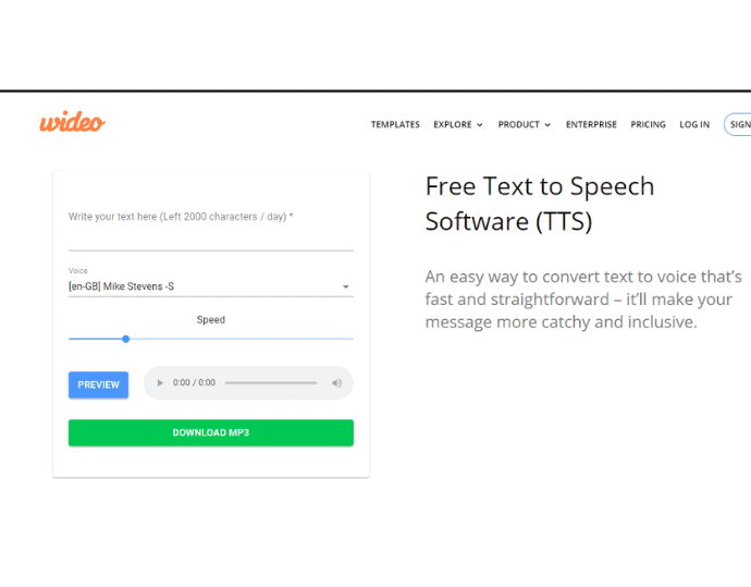 Использование Wideo (бесплатный коммерческий онлайн-инструмент для преобразования текста в речь)