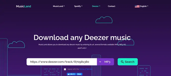 MusicLand — один из онлайн-загрузчиков для deezer.