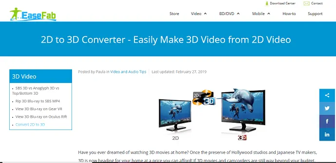 Convertor Easefab 2D în 3D