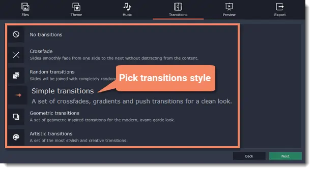 transition movavi_slideshow_wizard_add