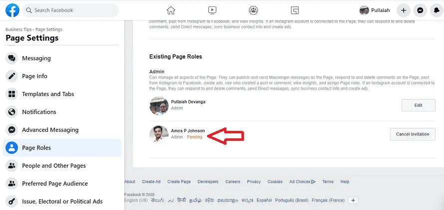 Adicionar administrador à página do Facebook