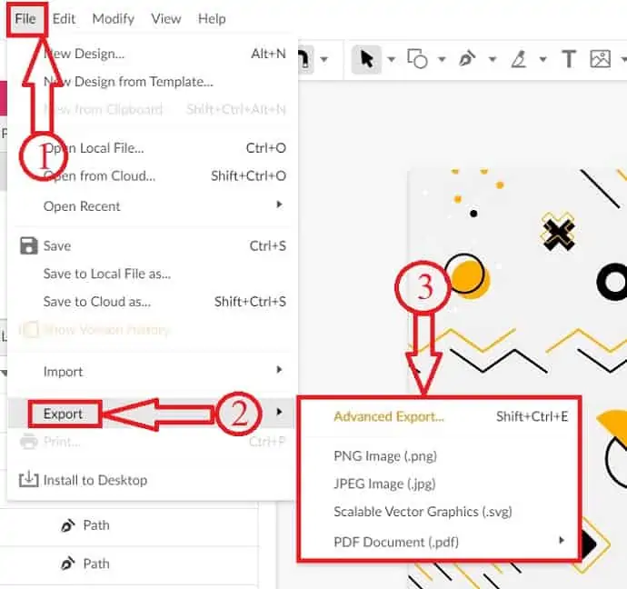 ไฟล์ส่งออก Gravit Designer