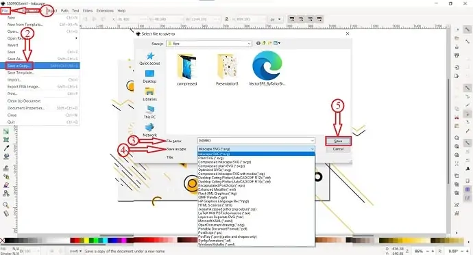 Exportação de arquivo do Inkscape