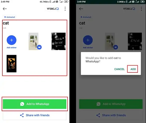 将动画贴纸添加到 Whatsapp。