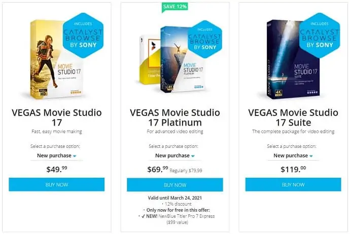 Sony Vegas Movie Studio-Preise