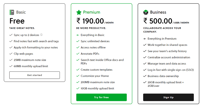 Harga Evernote