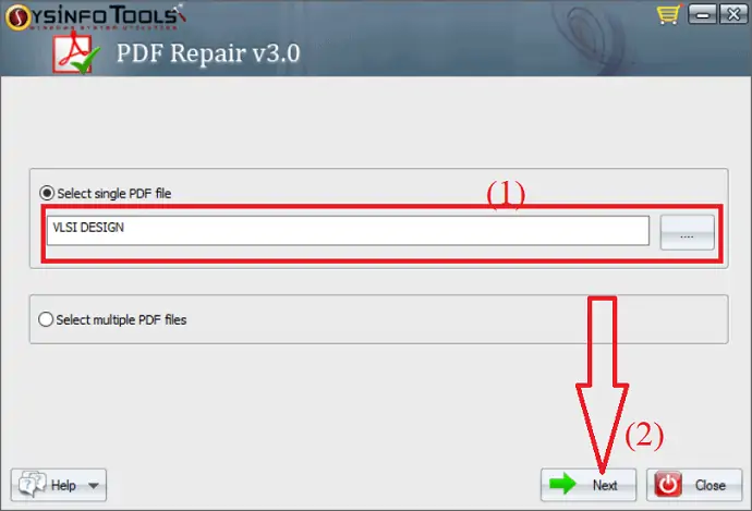 Wählen Sie die beschädigte PDF-Datei aus