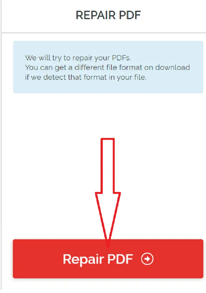 Нажмите «Восстановить PDF».