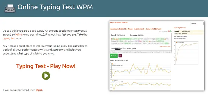 Keyhero - Test pisania online WPM