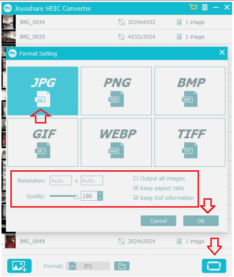 ตัวแปลง Joyoshare HEIC สำหรับตัวเลือกรูปแบบ Mac