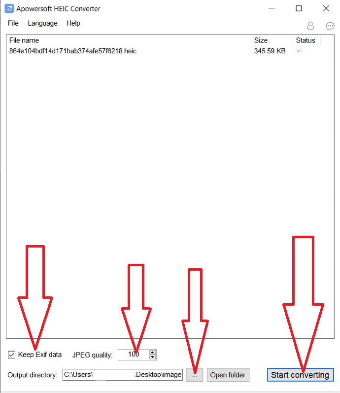 sélection du bouton de démarrage de la conversion.