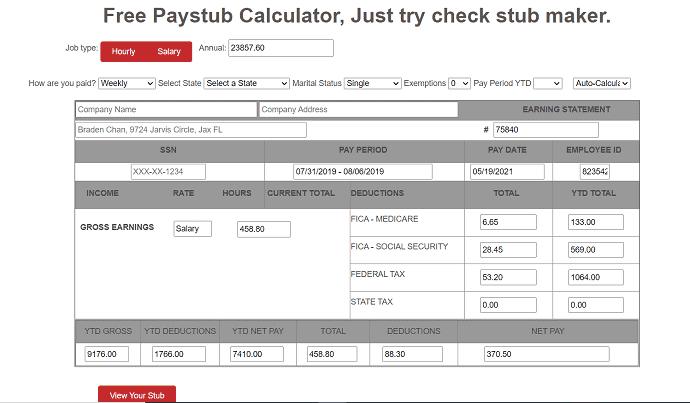 Oficjalna strona Paystubs online.