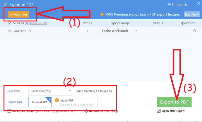 seleccione la ruta de salida, el tipo de exportación y haga clic en Exportar a PDF