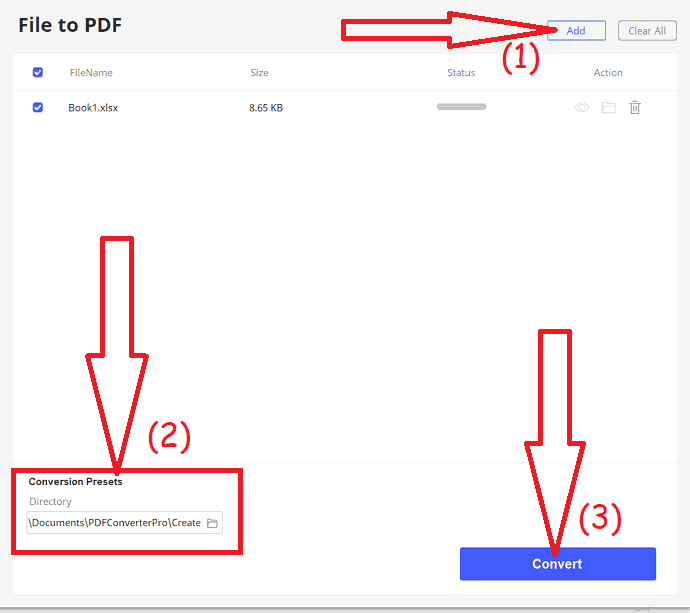 Clique na opção converter.