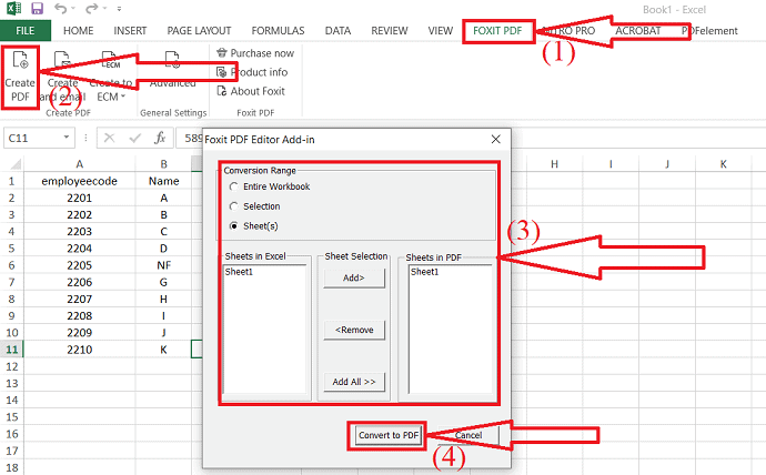 Converti Excel in PDF