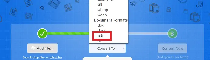 PDF formatı seçimi