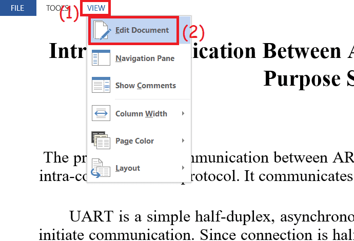 selectarea documentului de editare