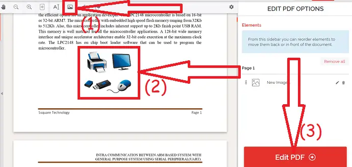 selectarea opțiunii de editare PDF