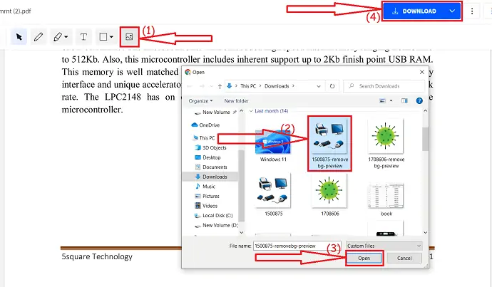 insertar imagen y descargar el archivo