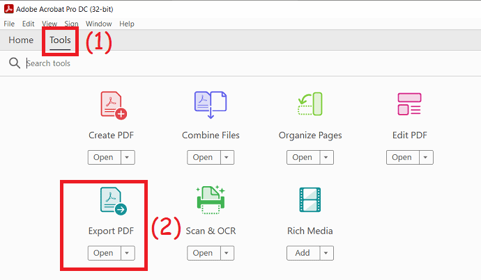 selección de PDF de exportación