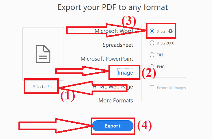 تصدير ملف PDF إلى الصورة