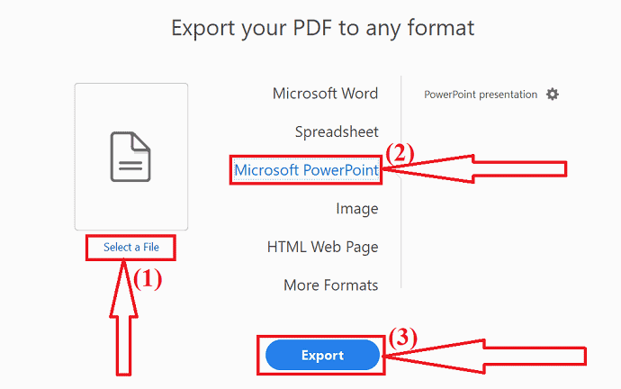 Wählen Sie die Microsoft PowerPoint-Option.