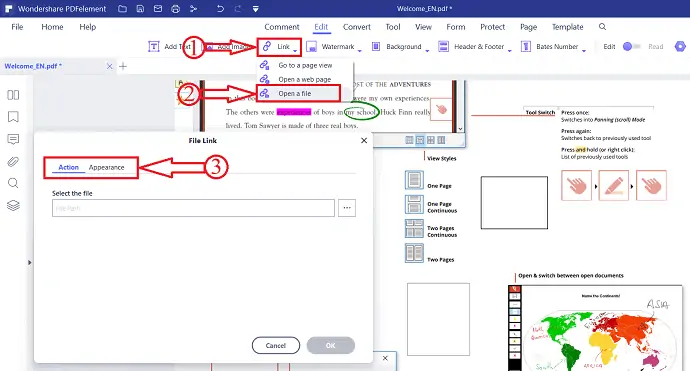 Opción de archivo en Wondershare PDFelement