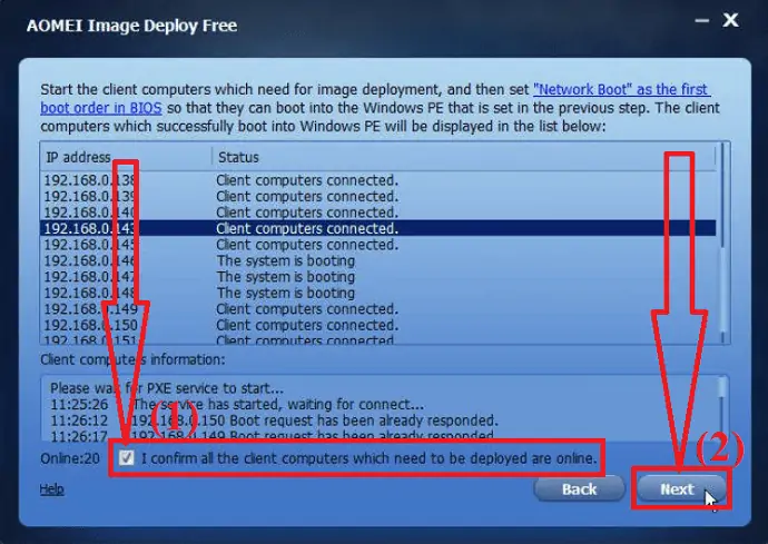 IP address and Connection status
