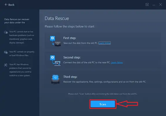 EaseUS DataRescue接続する手順