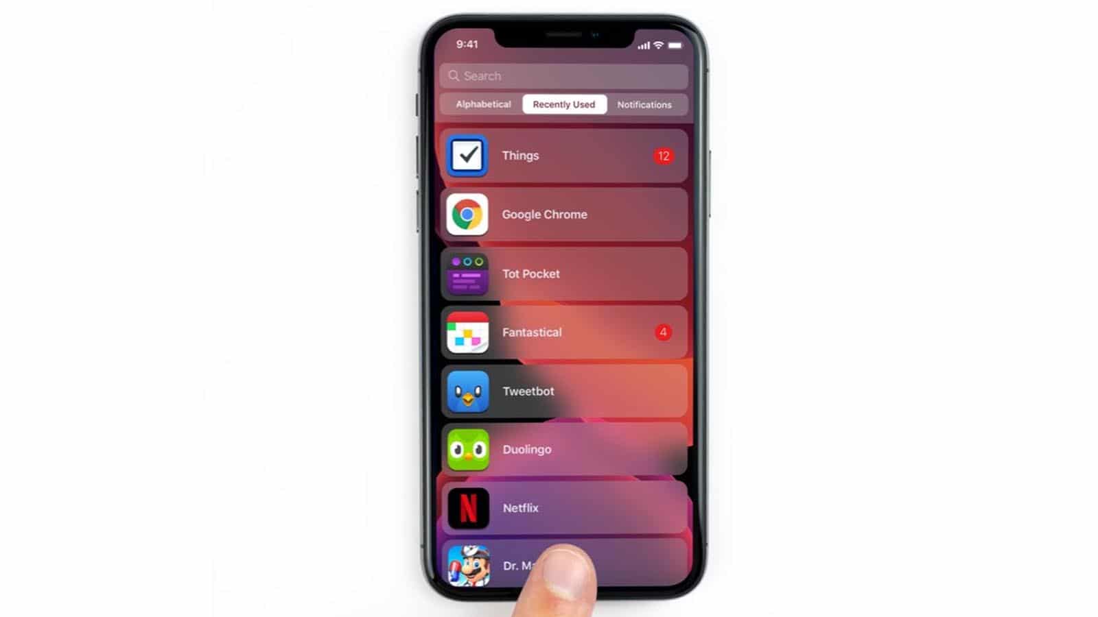 vista de lista de iphone de apple