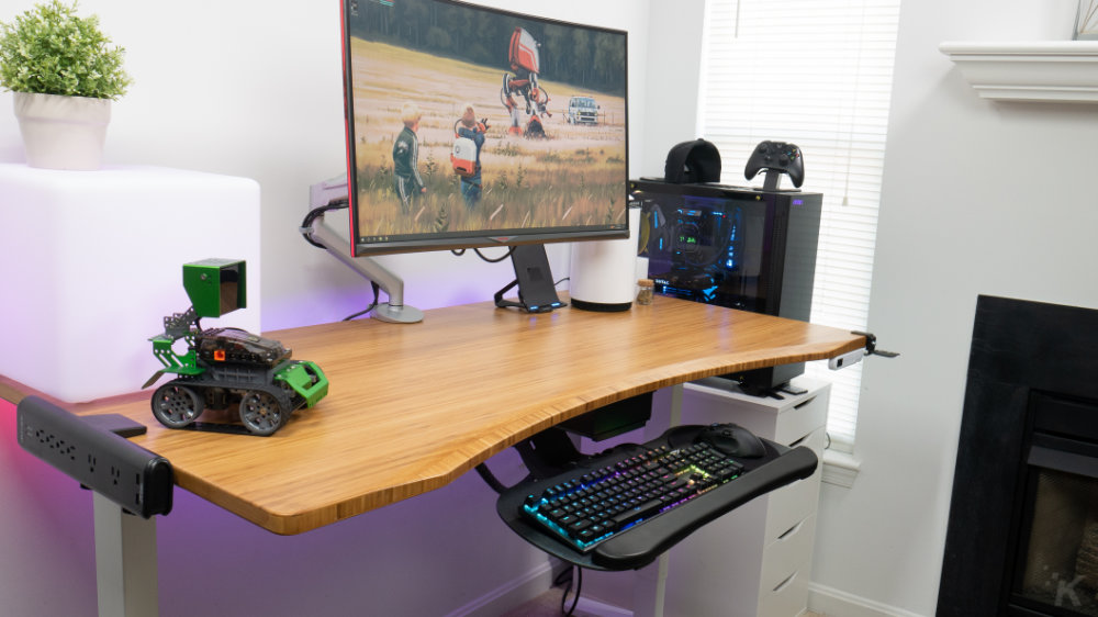 bureau relevable avec plateau pour clavier