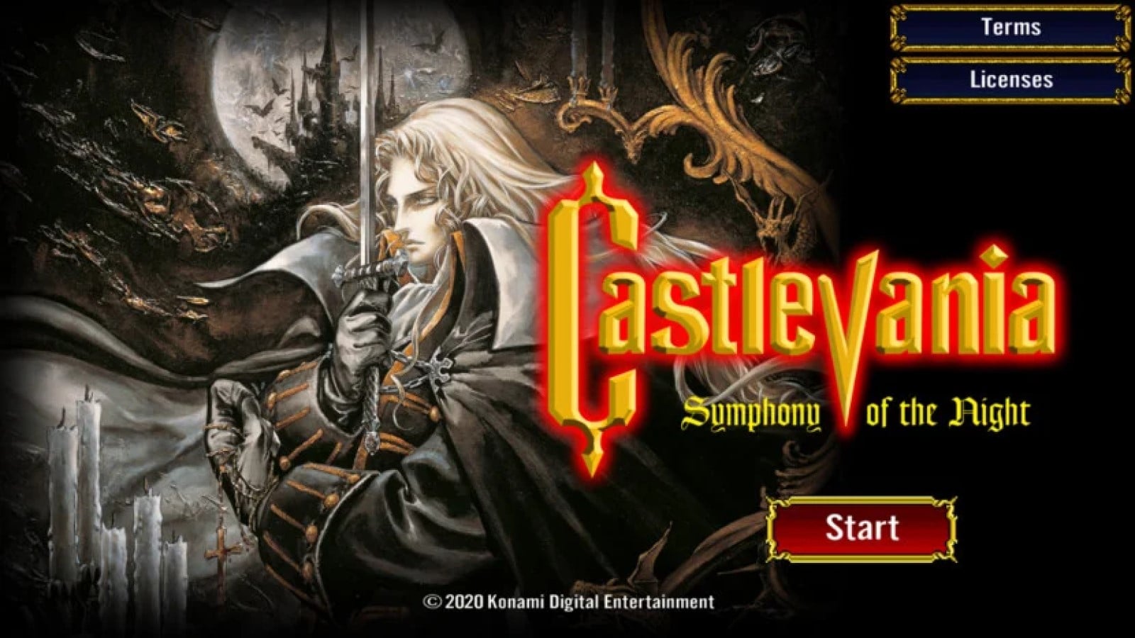 Castlevania symphonie de l'écran de démarrage de la nuit