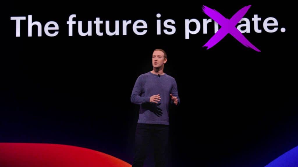 tandai zuckerberg berdiri di depan teks privasi