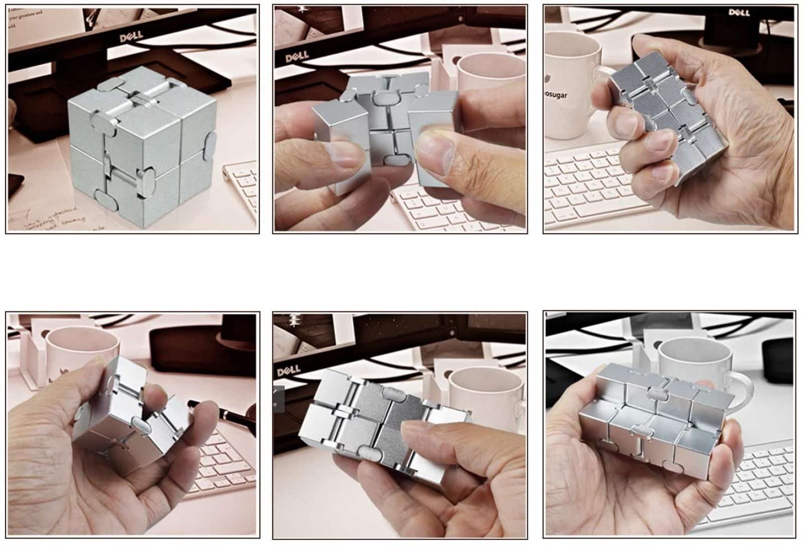 cubo infinito manipolato da una mano