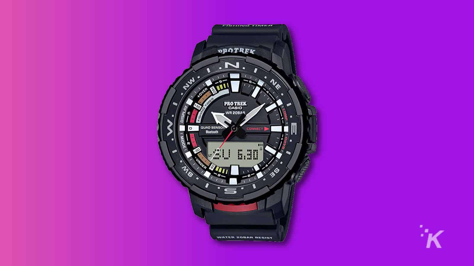 Casio prt-b70 reloj conectado centrado en la pesca