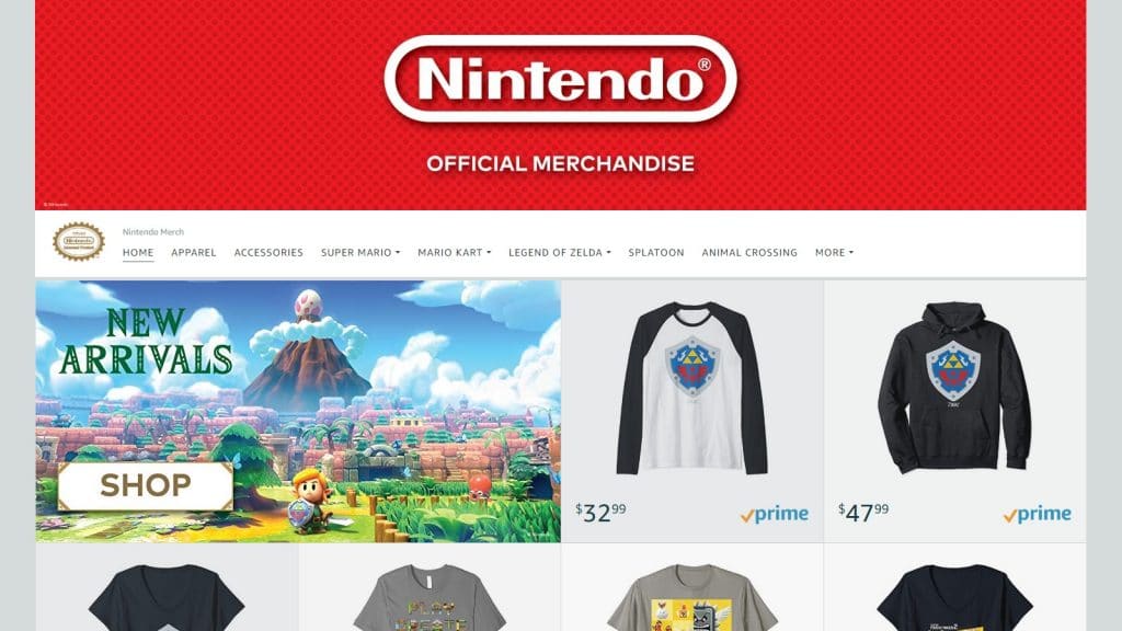 vitrine de la marchandise nintendo sur amazon