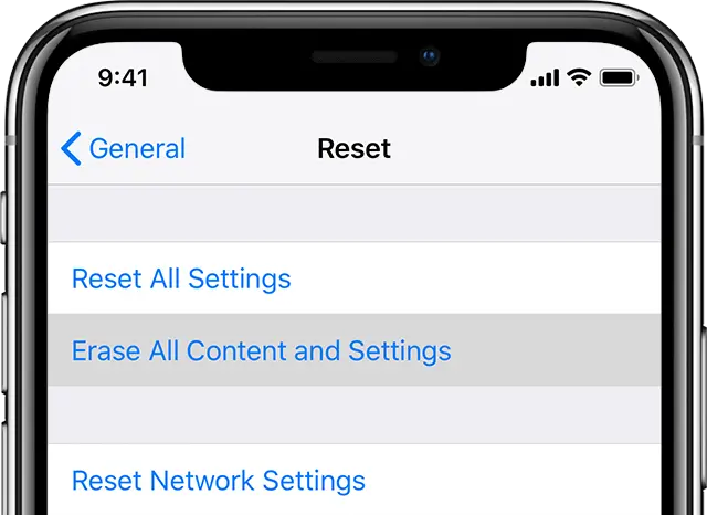 reset iPhone'a