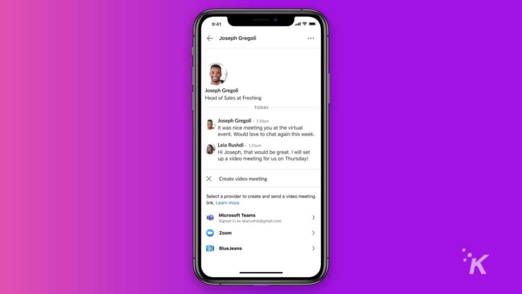 iphone'da Linkedin toplantıları