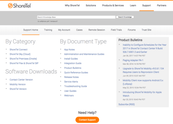 ShoreTel 技術支持