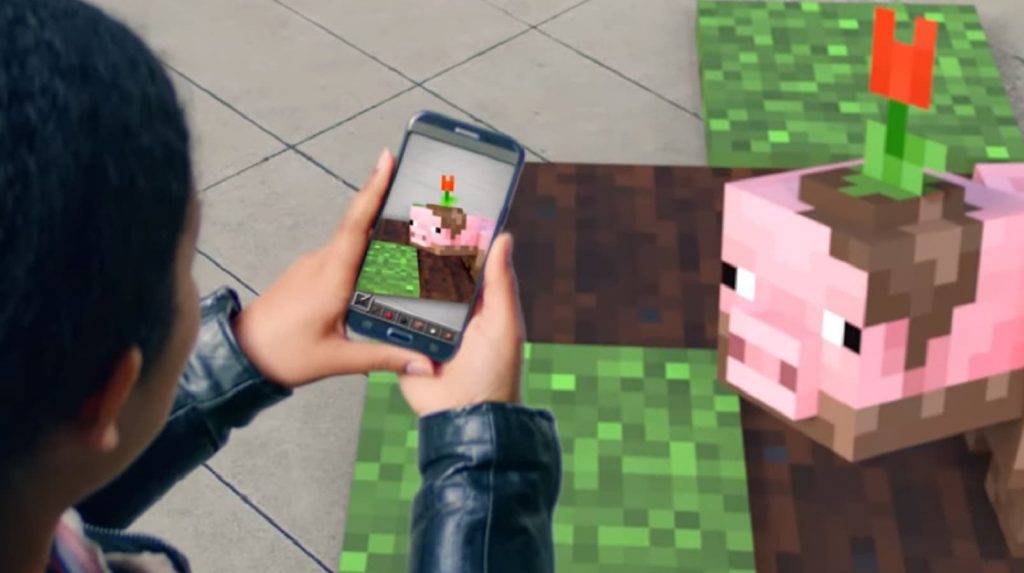 minecraft ar mostrado no telefone