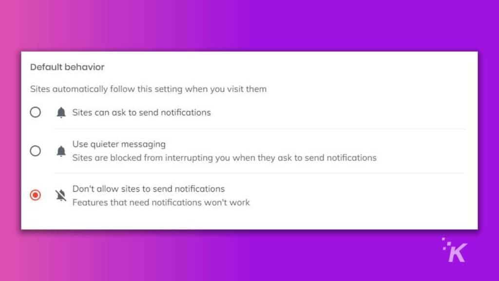 come interrompere le notifiche del sito